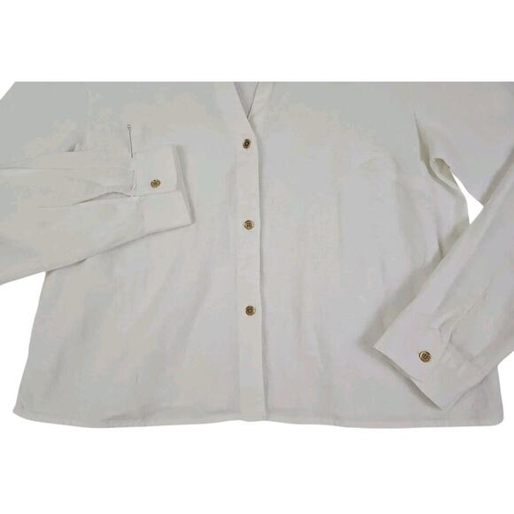 Michael Michael Kors ~Woman Size M~ White Linen Blend Shirt Button-Up NWT $110 - Picture 15 of 16
